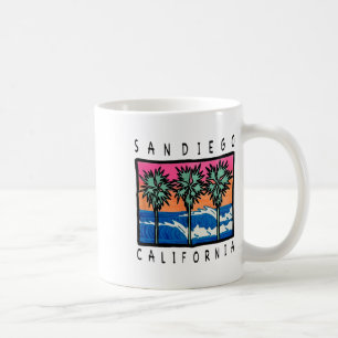 San Diego Beach Waves Vintage Surfing Graphic Coffee Mug