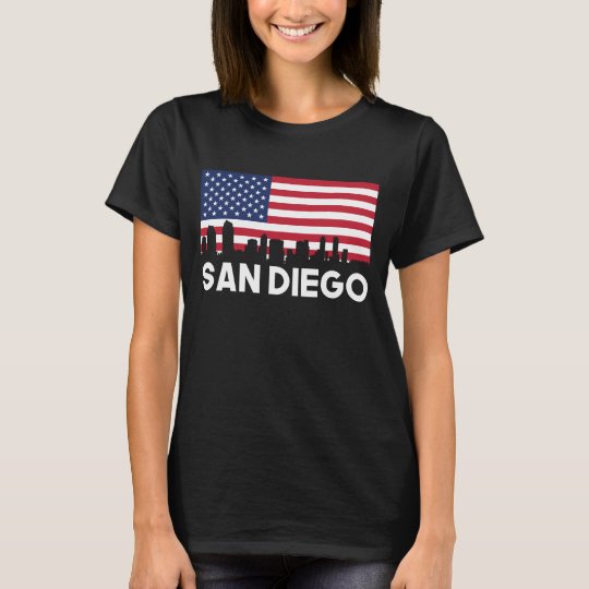 San Diego CA American Flag Skyline T-Shirt