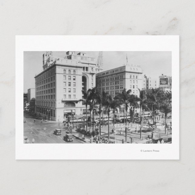 San Diego, CA City View of US Grant Hotel Postcard (Front)