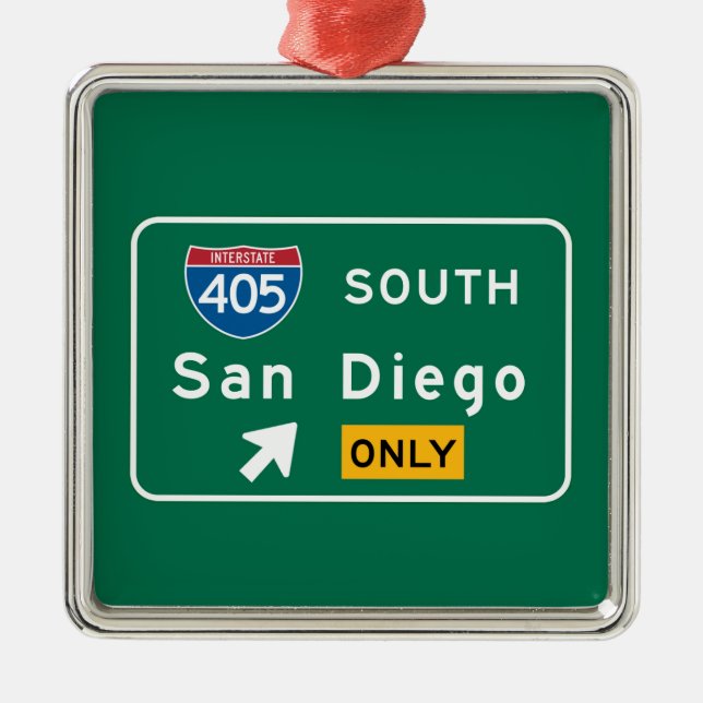 San Diego, CA Road Sign Metal Ornament (Front)