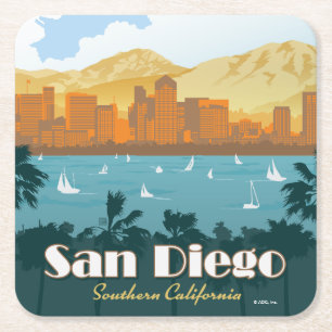 San Diego, CA Square Paper Coaster