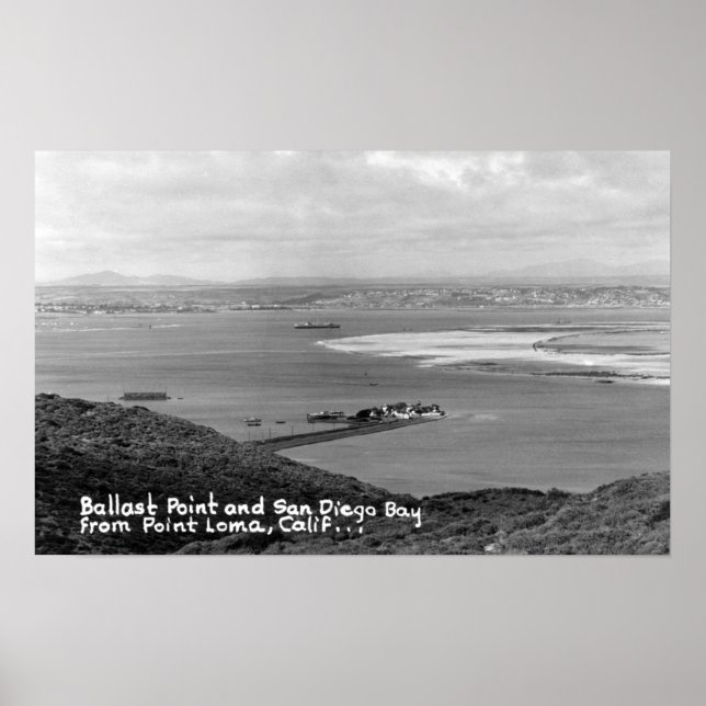 San Diego, CA View of Ballast Point and Bay Poster (Front)