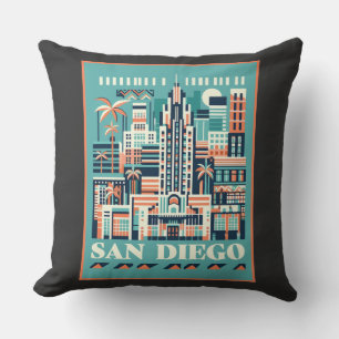 San Diego California Art Deco Cushion