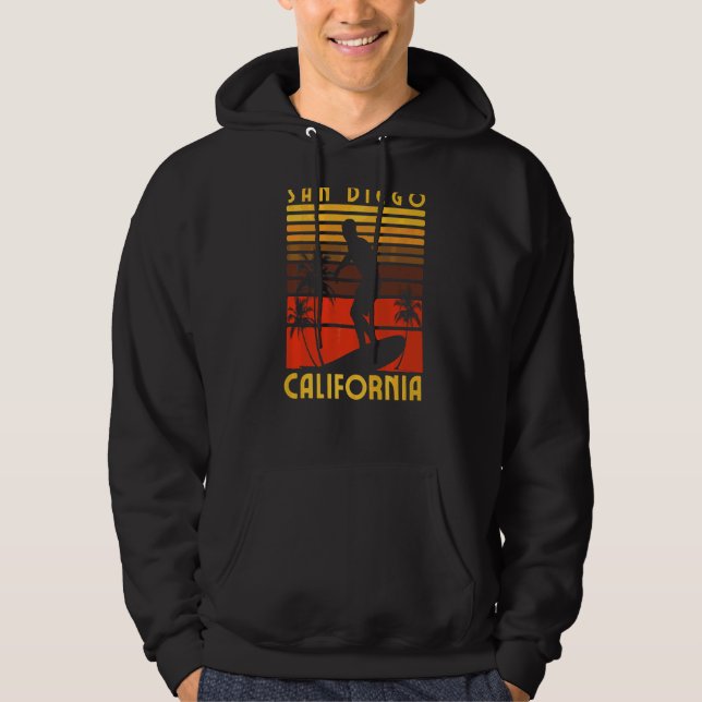 San Diego California Beach Surf Summer Vacation Vi Hoodie (Front)