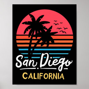 San Diego California Beach Vacation Vintage Poster