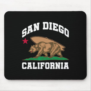 San Diego California Bear Surfing Surfer Mouse Pad