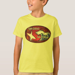 San Diego California boys yellow surfer art tee