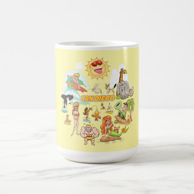 San Diego California Cartoon Coffee Mug (Center)