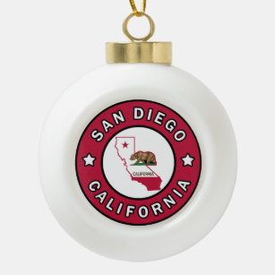 San Diego California Ceramic Ball Christmas Ornament