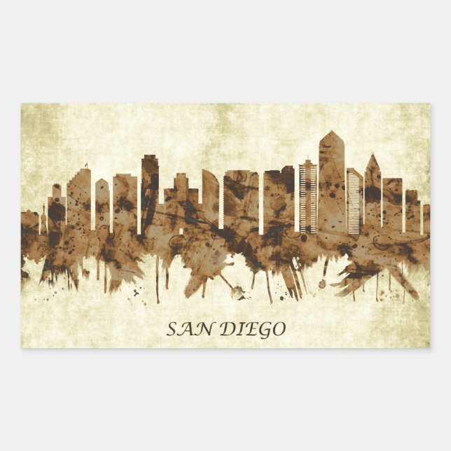 San Diego California Cityscape Rectangular Sticker (Front)