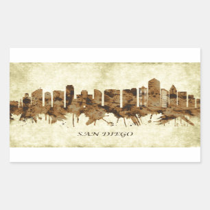 San Diego California Cityscape Rectangular Sticker
