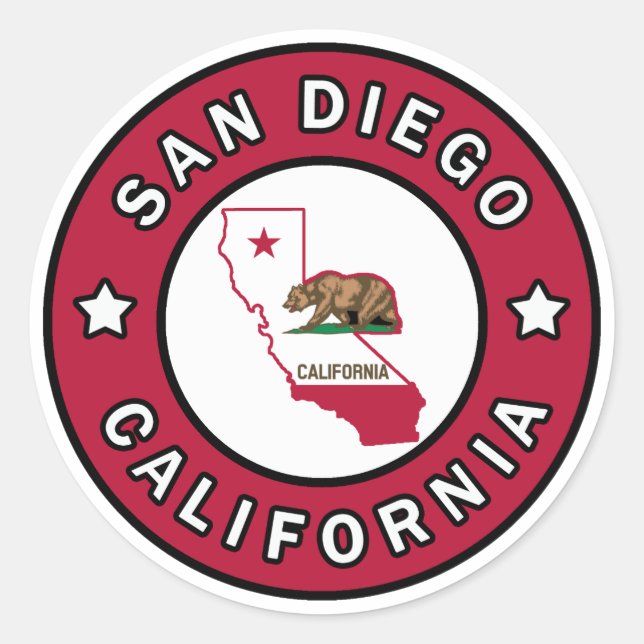 San Diego California Classic Round Sticker (Front)