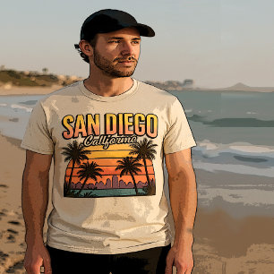 San Diego California Coastal City Skyline Beach T-Shirt