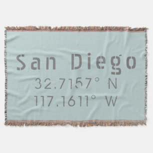 San Diego, California longitude and latitude Throw Blanket