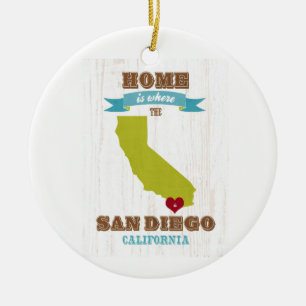 San Diego, California Map – Home Is Where The He Ceramic Tree Decoration
