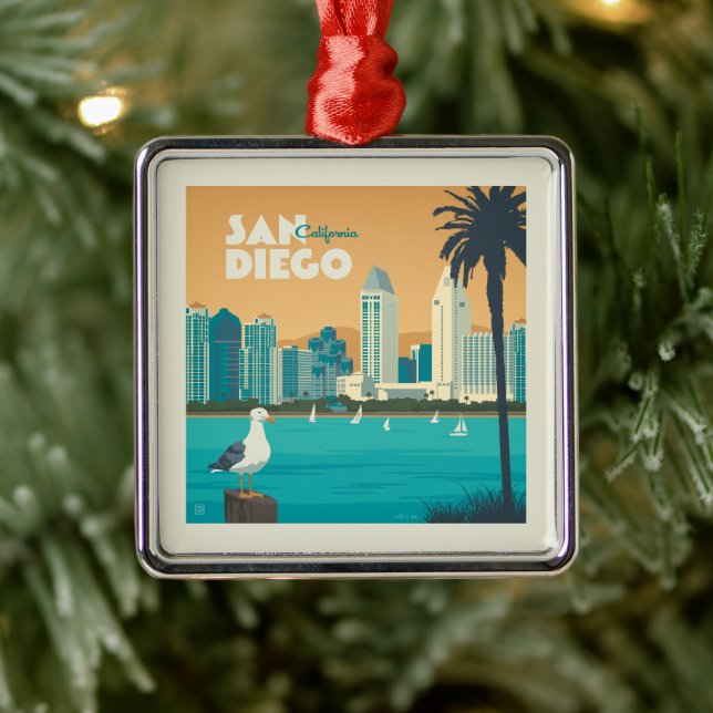 San Diego, California Metal Ornament (Tree)