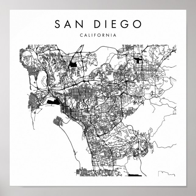 San Diego California Minimal Modern Street Map Poster (Front)