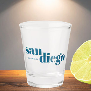 San Diego California modern typography Shot Glass