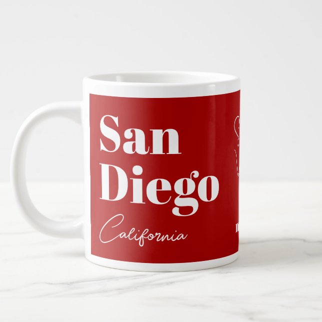 San Diego California OR YOUR TEXT Large Coffee Mug (Left)