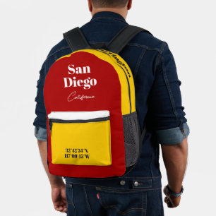 San Diego California OR YOUR TEXT Printed Backpack