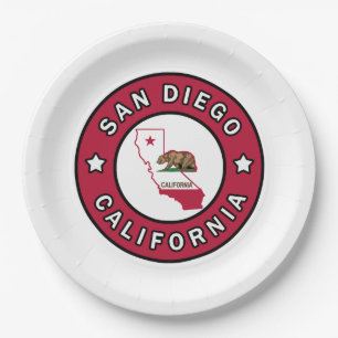 San Diego California Paper Plate