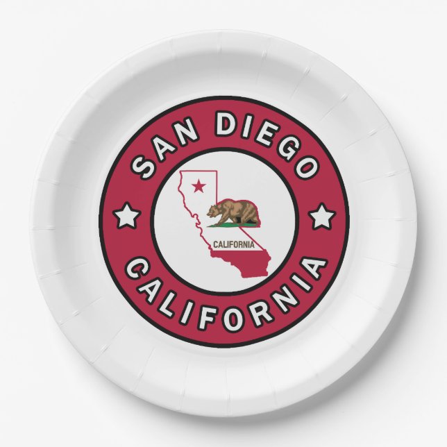 San Diego California Paper Plate (Front)