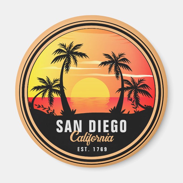 San Diego California Retro Sunset Souvenirs 60s Magnet (Front)