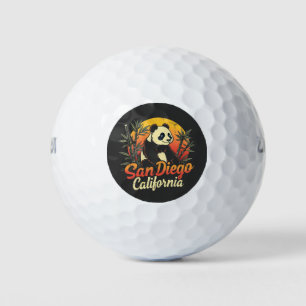 San Diego California Retro Sunset Vintage Panda Golf Balls
