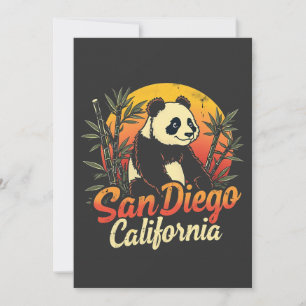 San Diego California Retro Sunset Vintage Panda Holiday Card