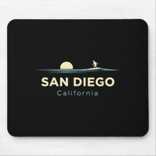 San Diego California Retro Surfboards Surf Summer Mouse Pad