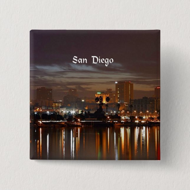 San Diego, California skyline 15 Cm Square Badge (Front)