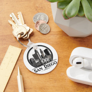 San Diego California Skyline–Modern Cityscape Art Key Ring