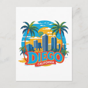 San Diego California Skyline–Modern Cityscape Art Postcard