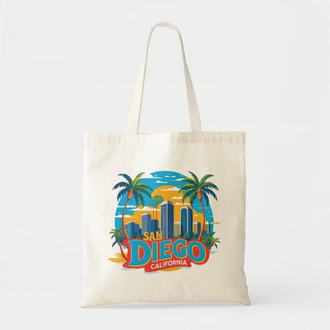 San Diego California Skyline–Modern Cityscape Art Tote Bag (Front)
