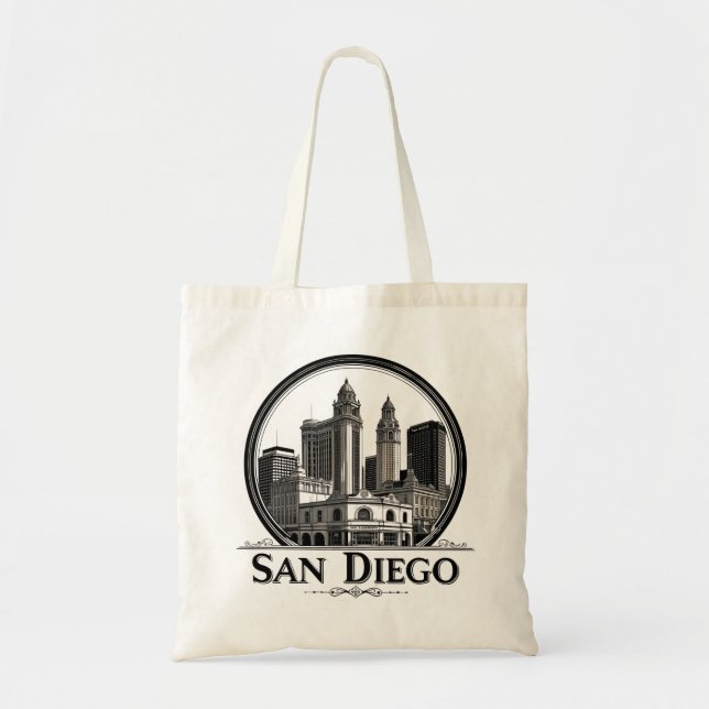 San Diego California Skyline–Modern Cityscape Art Tote Bag (Front)