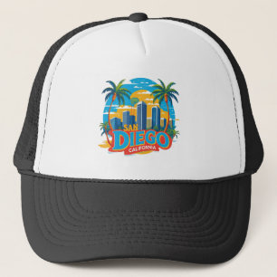San Diego California Skyline–Modern Cityscape Art Trucker Hat