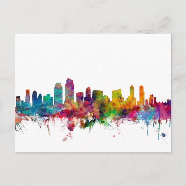 San Diego California Skyline Postcard (Front)
