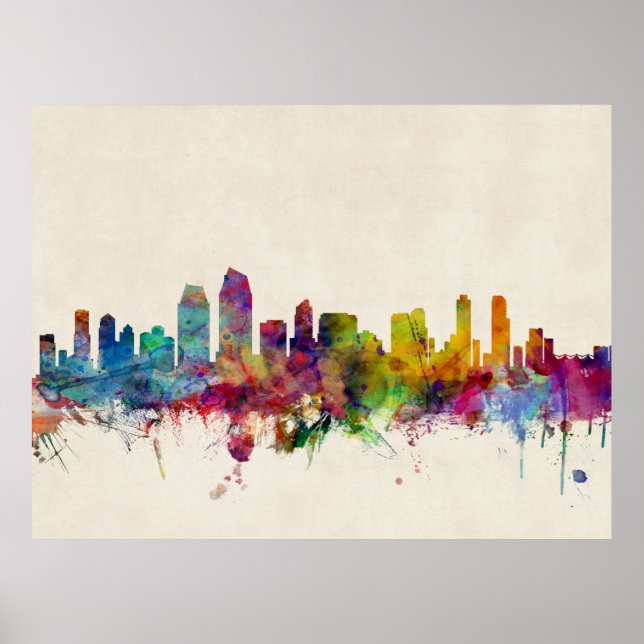 San Diego California Skyline Poster (Front)