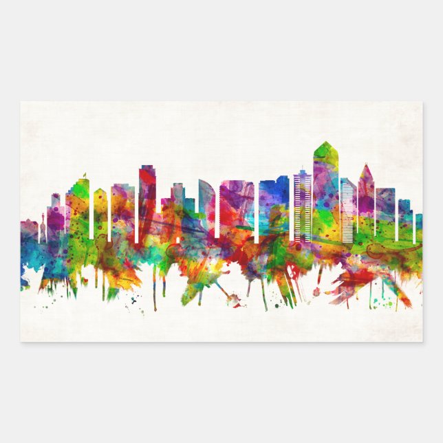 San Diego California Skyline Rectangular Sticker (Front)