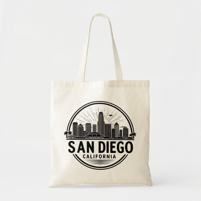 San Diego California Skyline Tote Bag (Front)