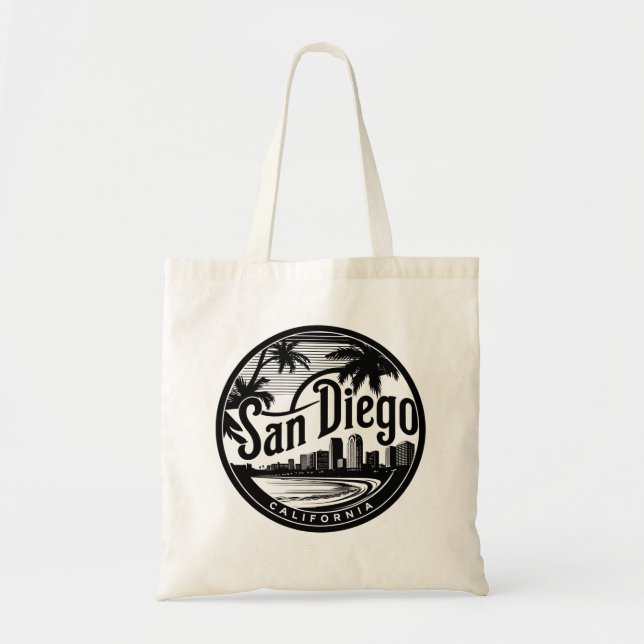 San Diego California Skyline Tote Bag (Front)