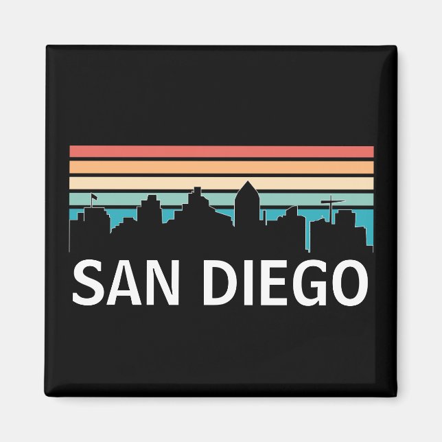 San Diego California Skyline Vintage Travel Magnet (Front)