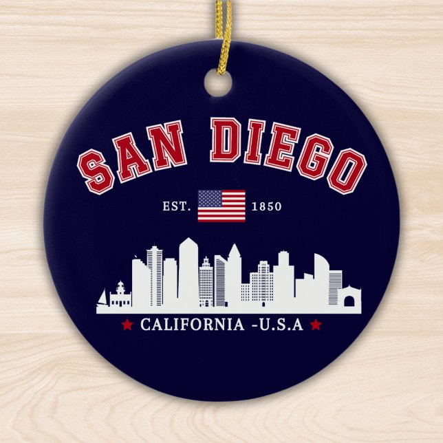 San Diego California Skyline West Coast Vibes Ceramic Ornament (Creator Uploaded)