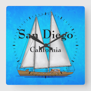 San Diego California Square Wall Clock