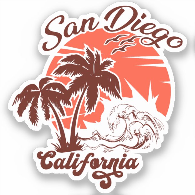 San Diego California Sunset Palm Trees Souvenirs (Front)
