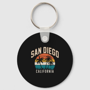San Diego California Sunset Palms Vintage Travel V Key Ring