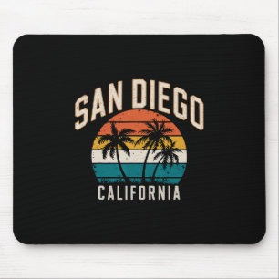 San Diego California Sunset Palms Vintage Travel V Mouse Pad
