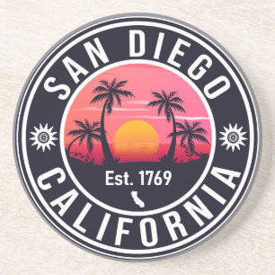San Diego California Sunset Vacation Souvenirs 60s Coaster