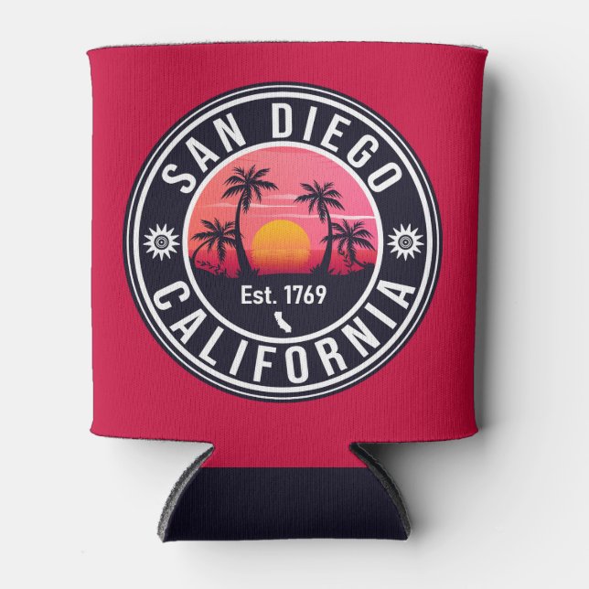 San Diego California Sunset Vacation Souvenirs Can Cooler (Front)