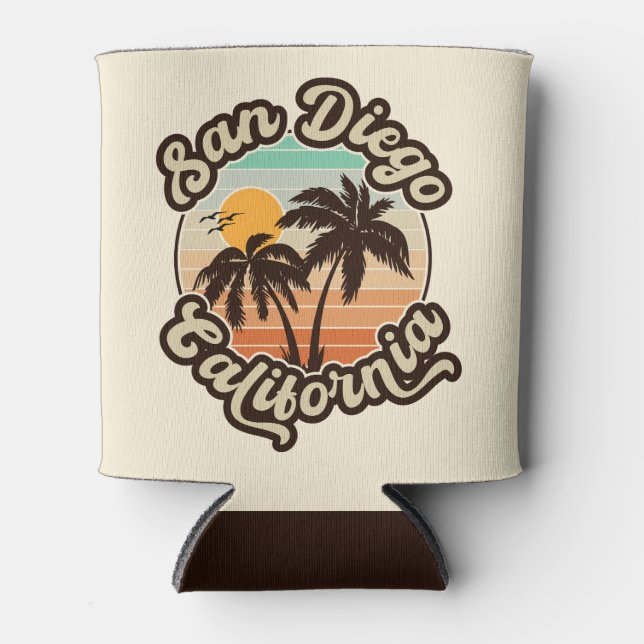 San Diego California Sunset Vacation Souvenirs Can Cooler (Front)